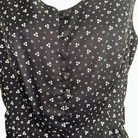 Homemade/handmade black polyester sleeveless dress with white floral print - Picture 6 of 8